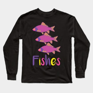 Purple and Pink Tropical Fish Trio Long Sleeve T-Shirt
